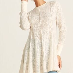 Free People lace tunic top, Coffee in the Morning, Cream color, Small